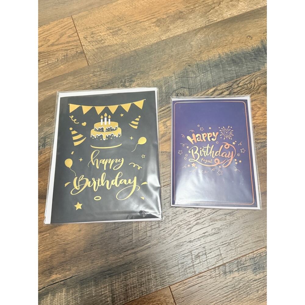 Birthday card musical lighted Blow out candle bundle of two cards